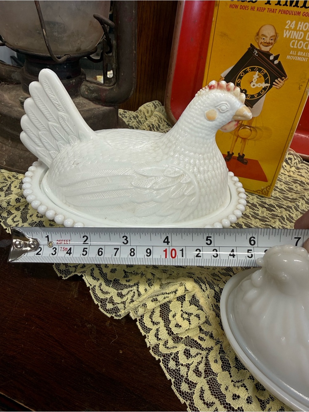 White Milk Glass Hen on Nest Decorative Covered Dish - Classic Accent